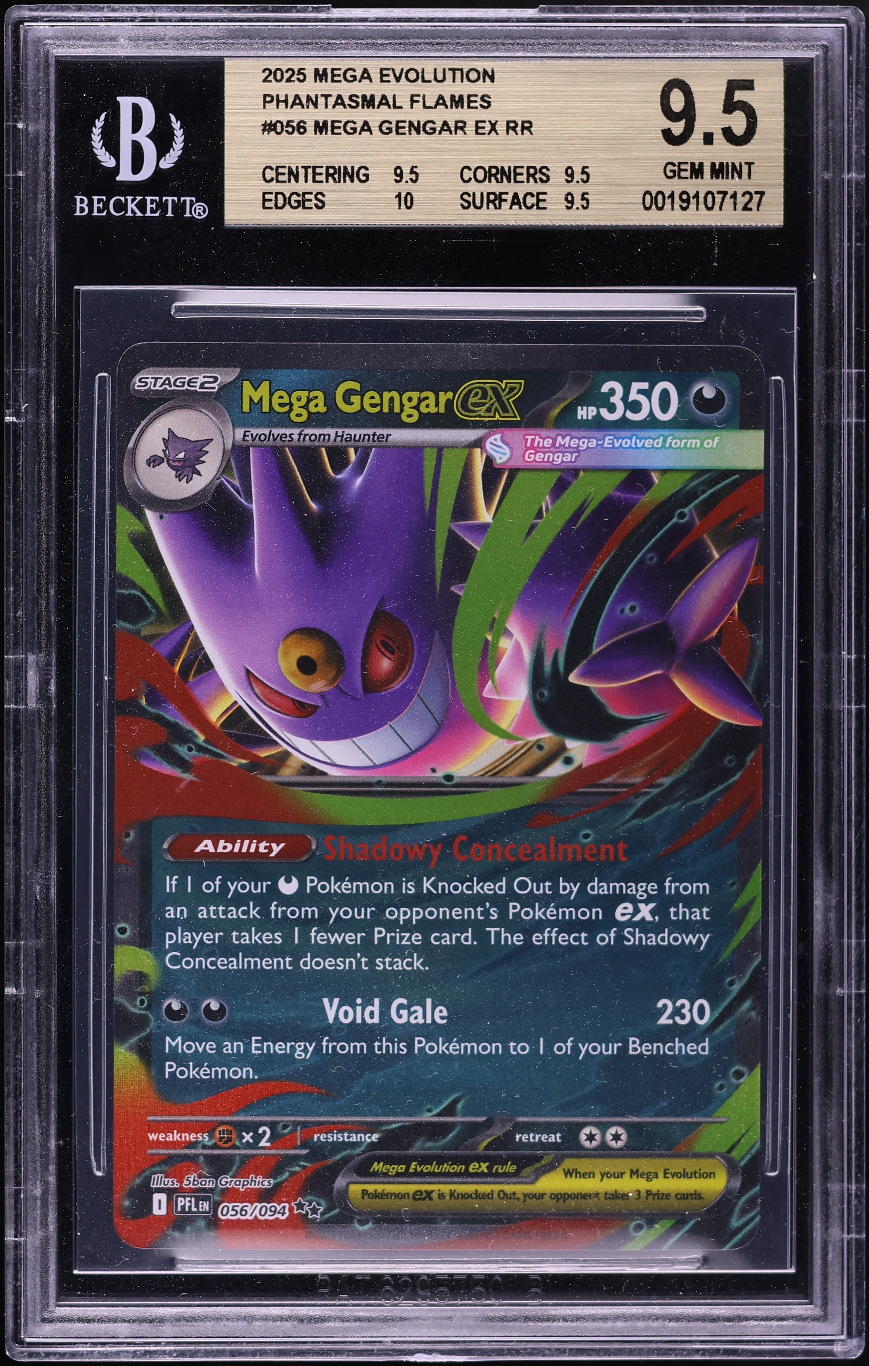 2025 Pokemon Mega Evolution Phantasmal Flames Holo Mega Gengar ex #56 BGS 9.5 GEM MINT