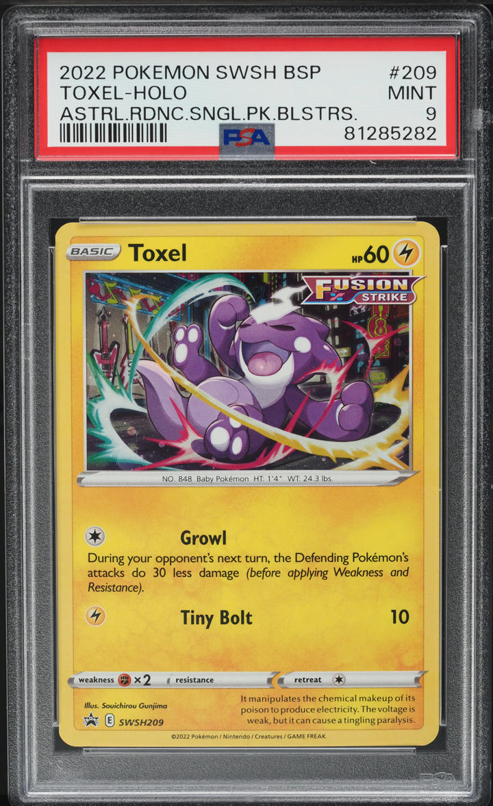 2022 Pokemon Sword & Shield Black Star Promo Astral Radiance Holo Toxel #209 PSA 9 MINT
