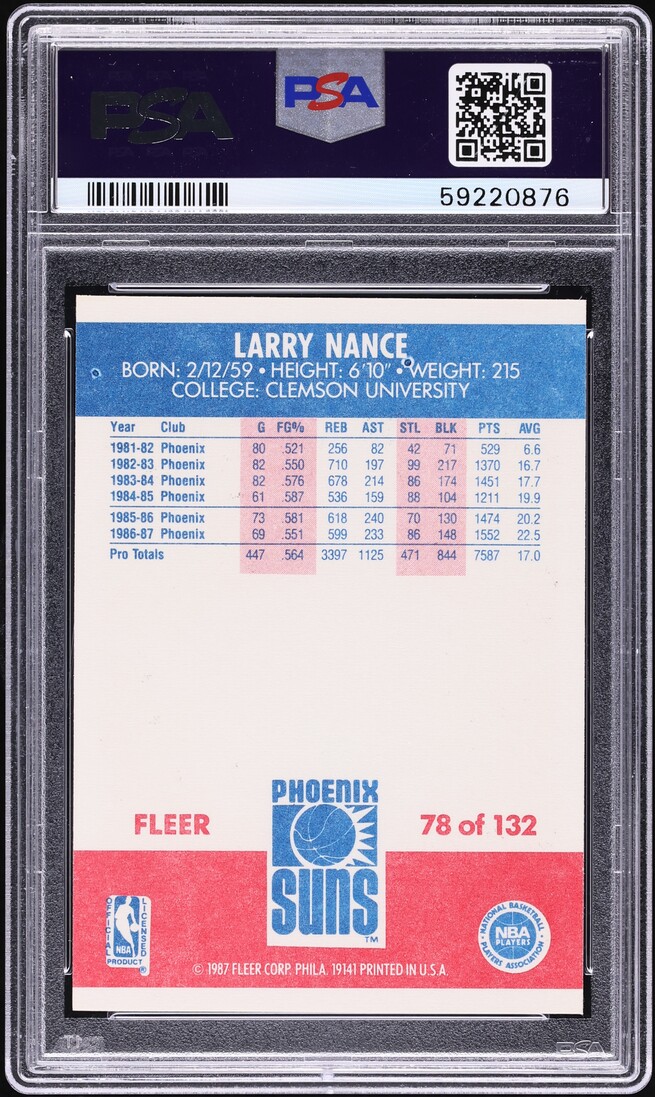 1987 Fleer Basketball Larry Nance #78 PSA 9 MINT