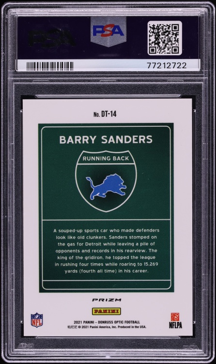 2021 Donruss Optic Downtown Barry Sanders #DT-14 PSA 10 GEM MINT