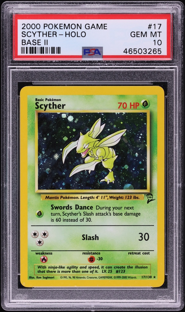 2000 Pokemon Base Set 2 Holo Scyther #17 PSA 10 GEM MINT