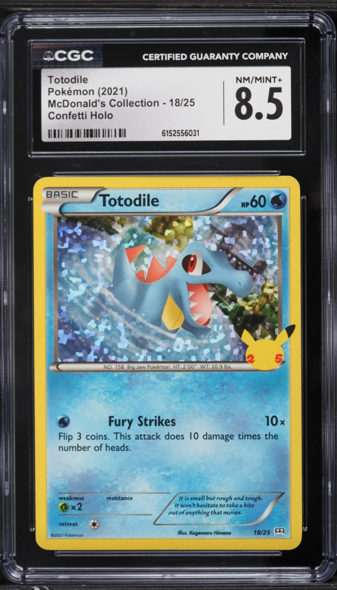 2021 Pokemon Sword & Shield McDonald's Collection Confetti Holo Totodile #18 CGC 8.5 NM-MT+