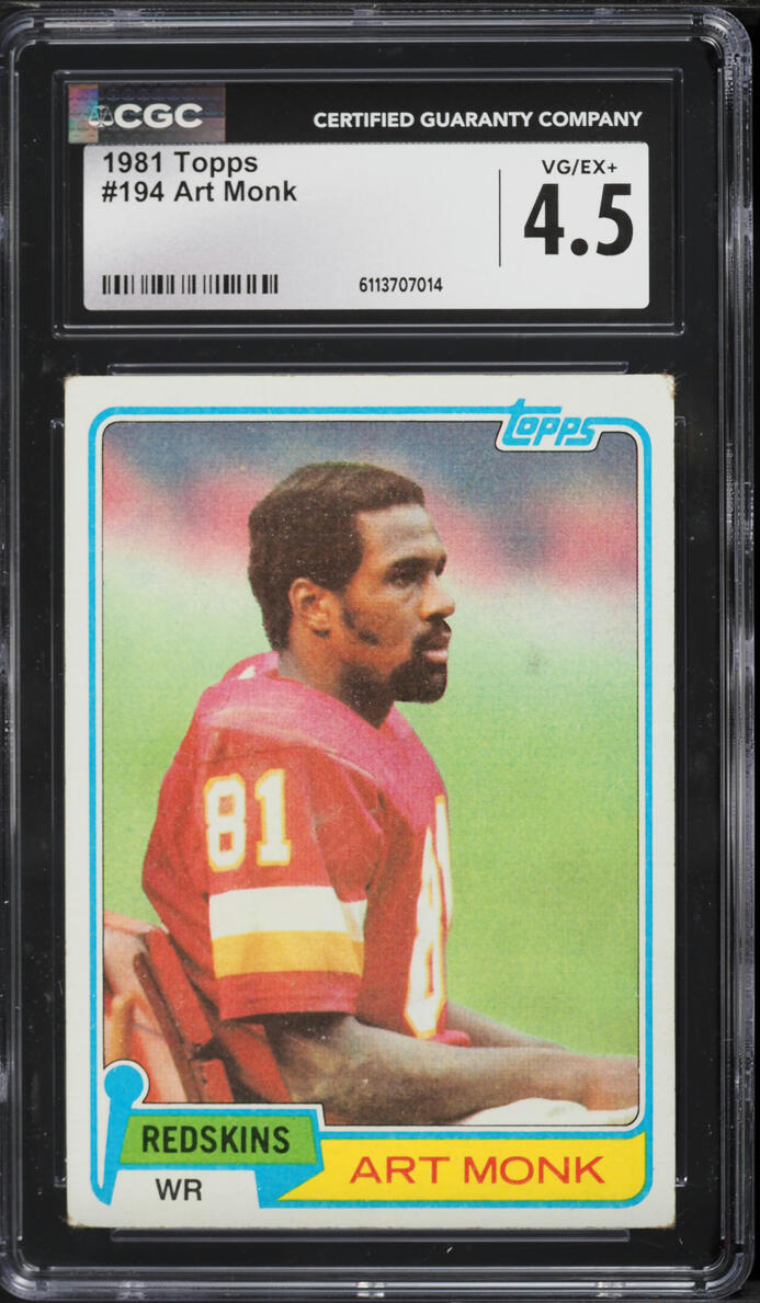 1981 Topps Football Art Monk ROOKIE #194 CGC 4.5 VGEX+