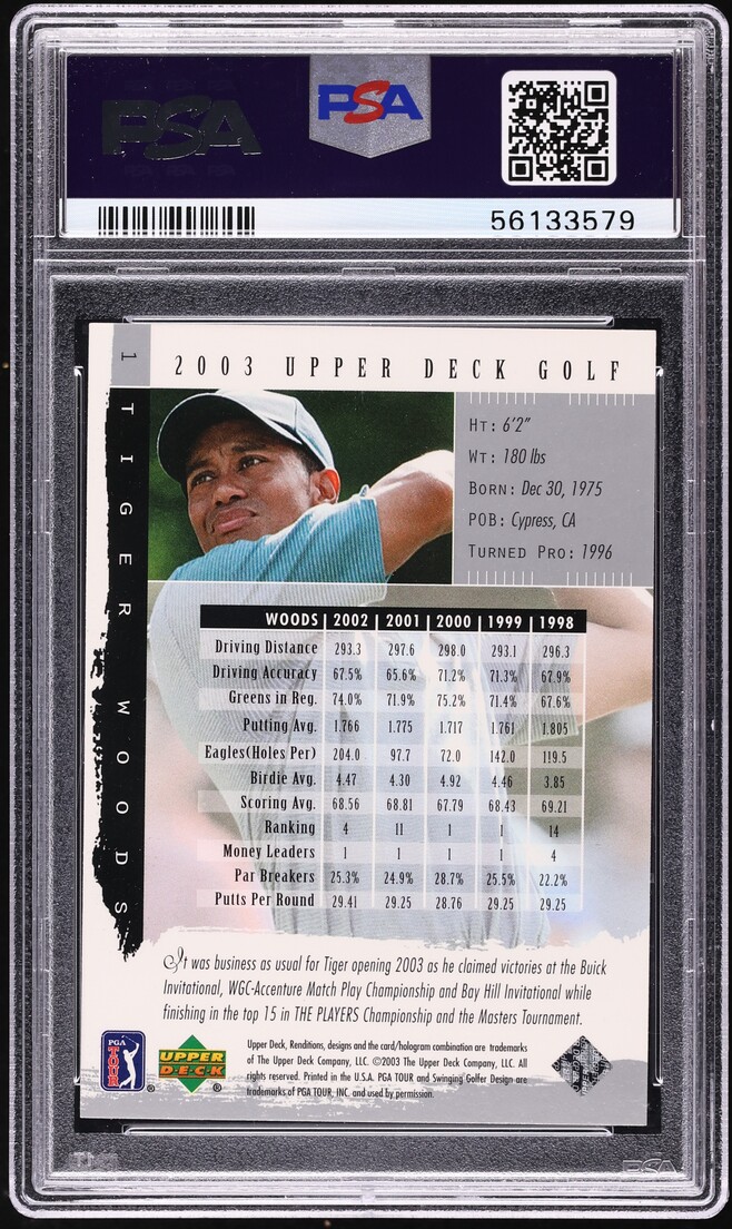 2003 Upper Deck Renditions Tiger Woods #1 PSA 10 GEM MINT