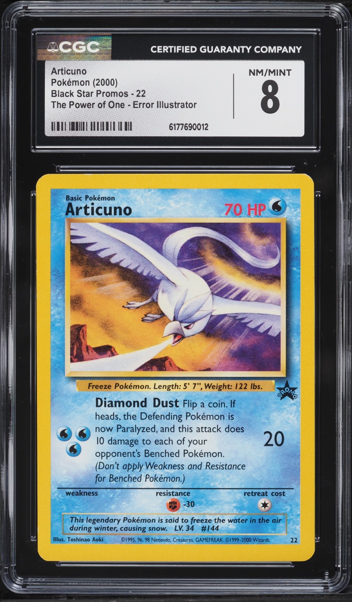 2000 Pokemon Black Star Promo Aoki Error Articuno #22 CGC 8 NM-MT
