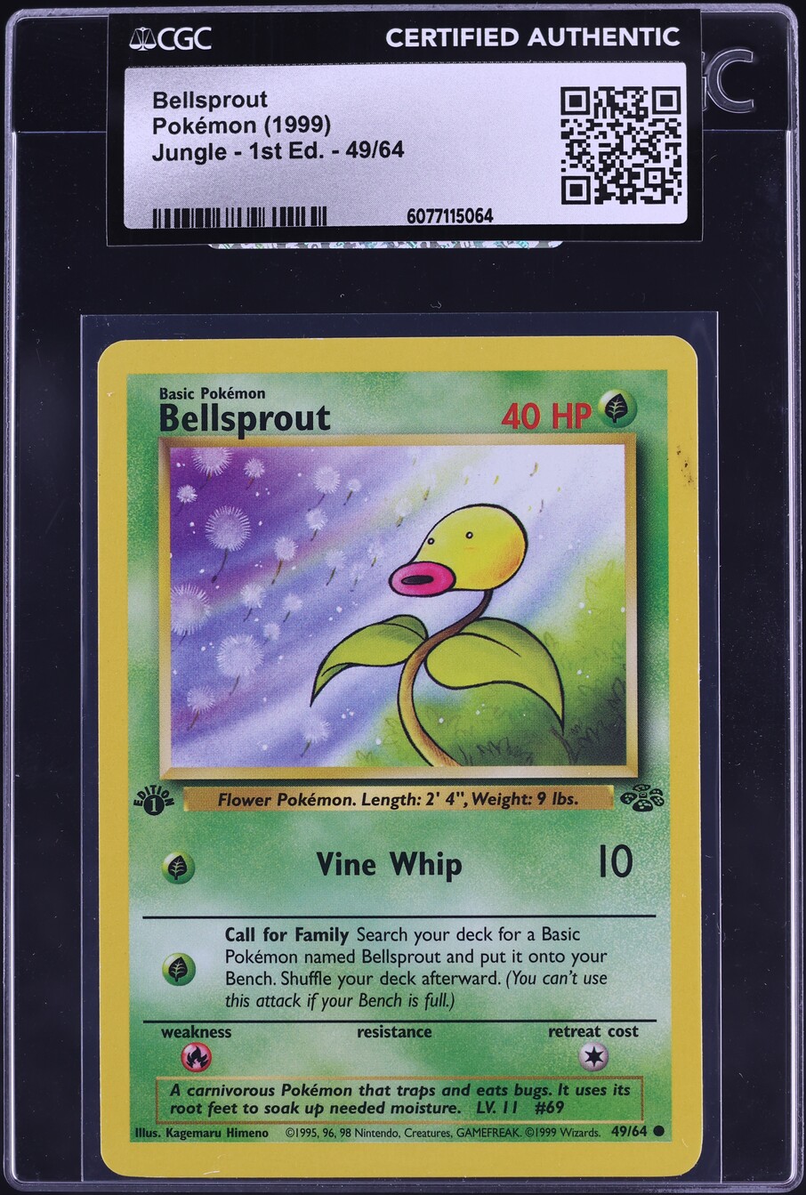 1999 Pokemon Jungle 1st Edition Bellsprout #49 CGC AUTH