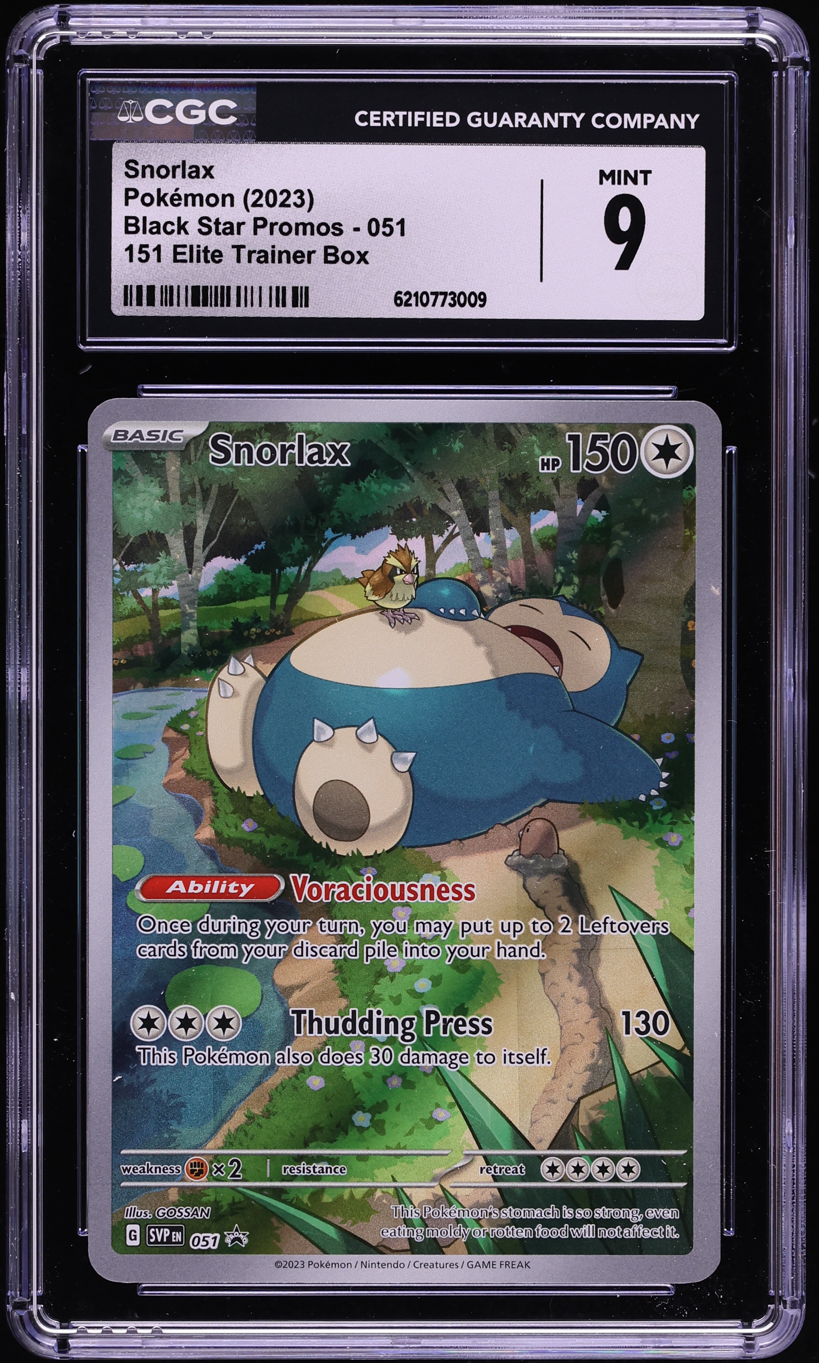 2023 Pokemon Scarlet & Violet Black Star Promo 151 ETB Full Art Snorlax #51 CGC 9 MINT