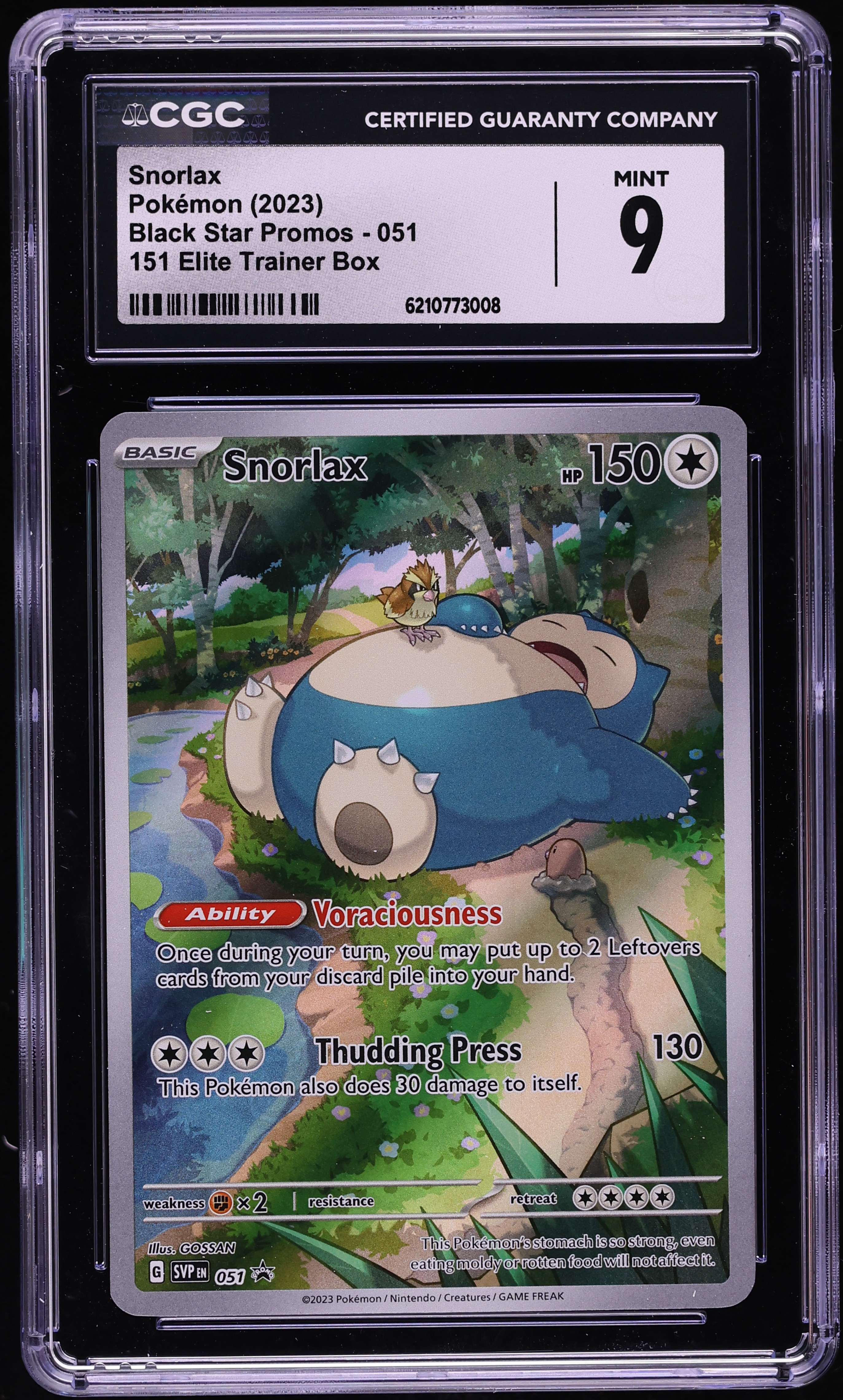2023 Pokemon Scarlet & Violet Black Star Promo 151 ETB Full Art Snorlax #51 CGC 9 MINT