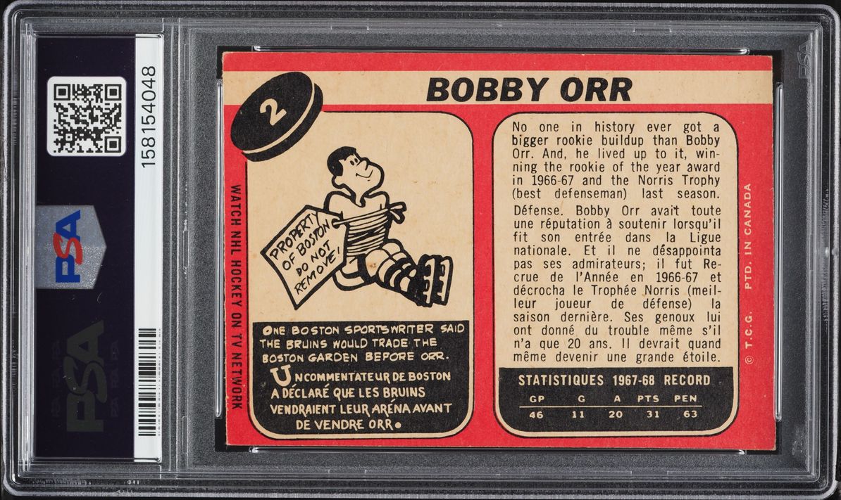 1968 O-Pee-Chee Hockey Bobby Orr #2 PSA 5 EX