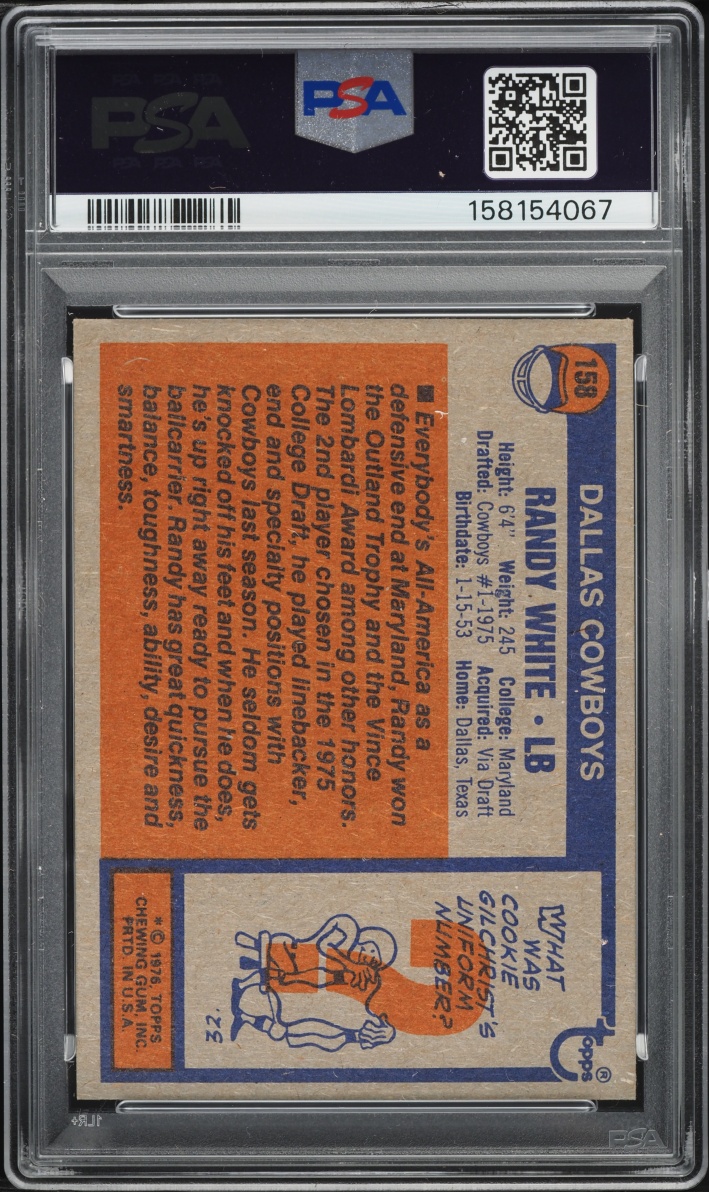 1976 Topps Football Randy White ROOKIE #158 PSA 8 NM-MT