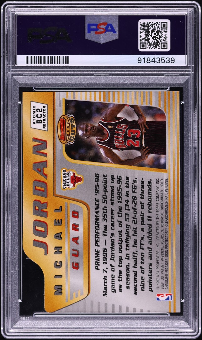 1996 Bowman's Best Cuts Atomic Refractor Michael Jordan #BC2 PSA 9 MINT