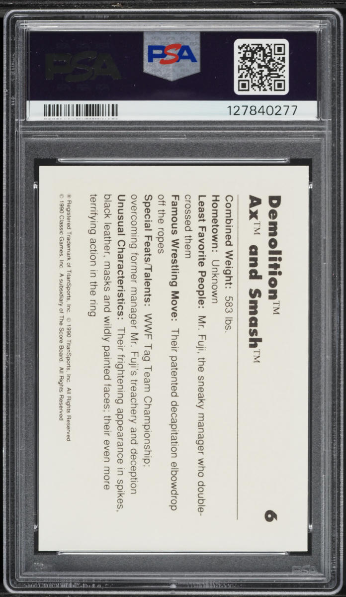 1990 Classic WWF Demolition #6 PSA 10 GEM MINT