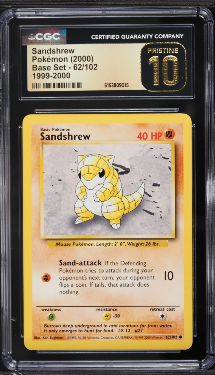 1999-2000 Pokemon Base Set Sandshrew #62 CGC 10 PRISTINE