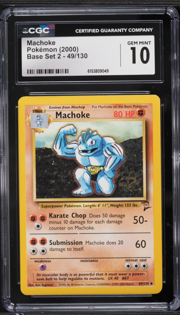2000 Pokemon Base Set 2 Machoke #49 CGC 10 GEM MINT