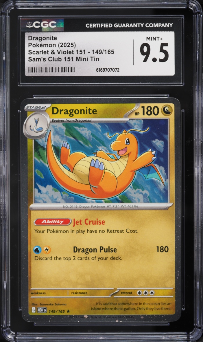 2025 Pokemon Scarlet & Violet 151 Sam's Club Mini Tin Dragonite #149 CGC 9.5 MINT+
