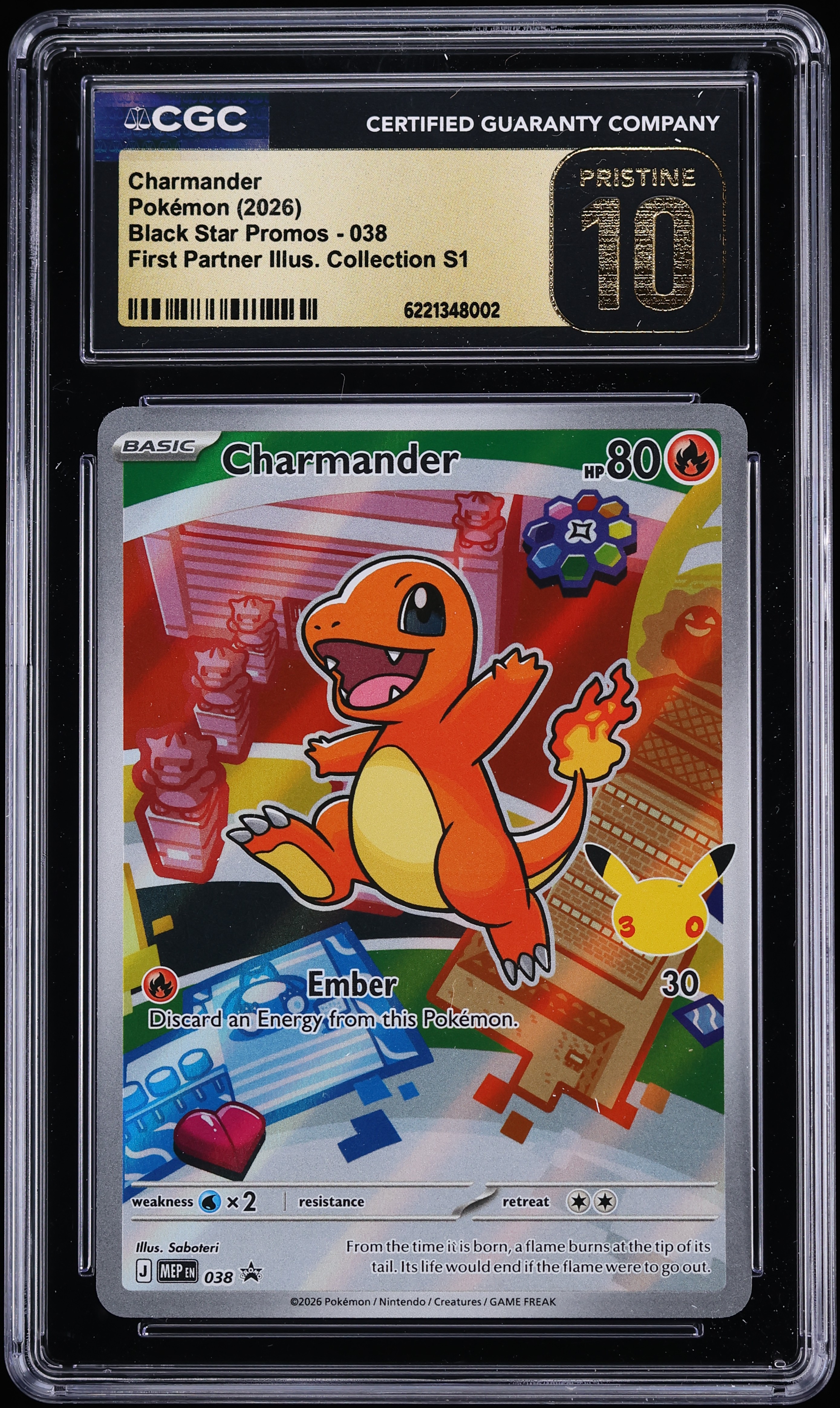 2026 Pokemon Mega Promo First Partner Illustration S1 Full Art Charmander #38 CGC 10 PRISTINE
