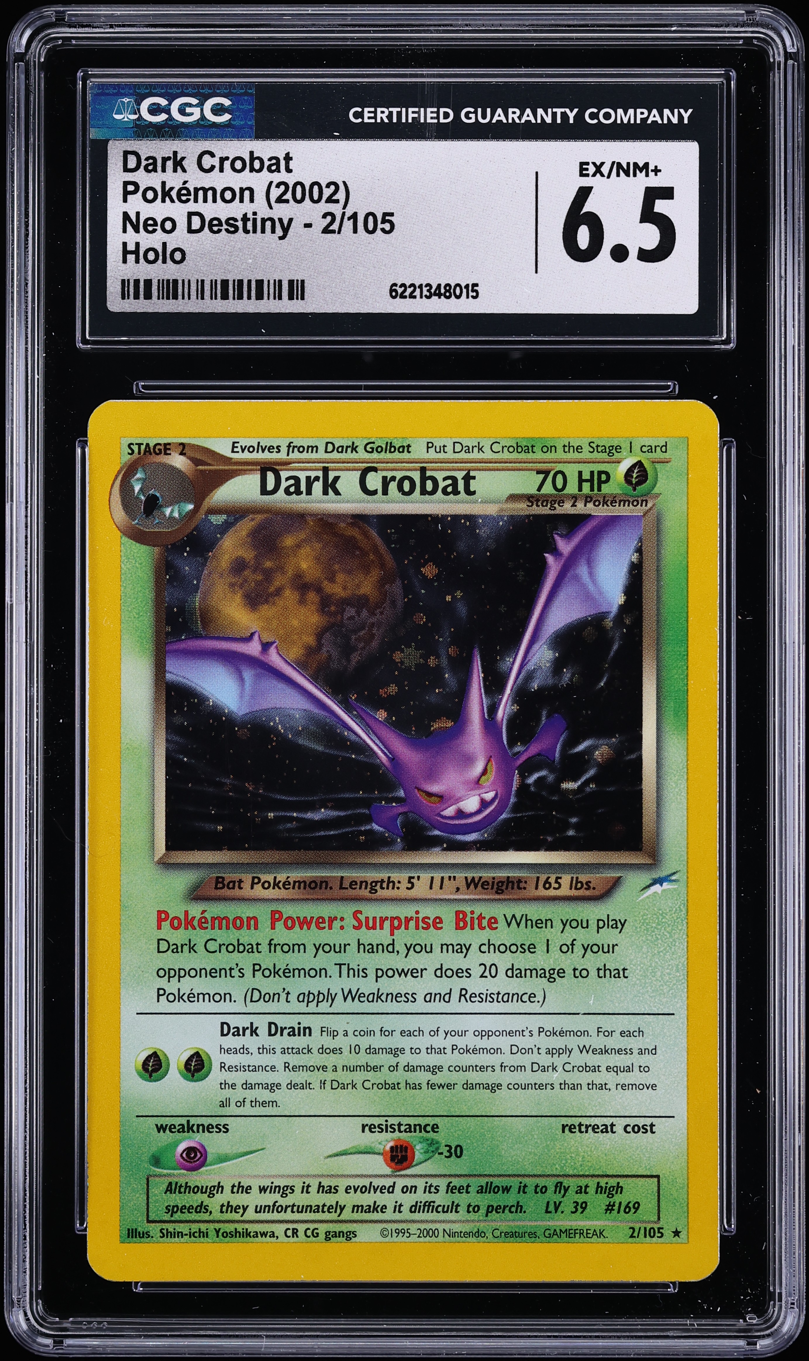 2002 Pokemon Neo Destiny Holo Dark Crobat #2 CGC 6.5 EXMT+