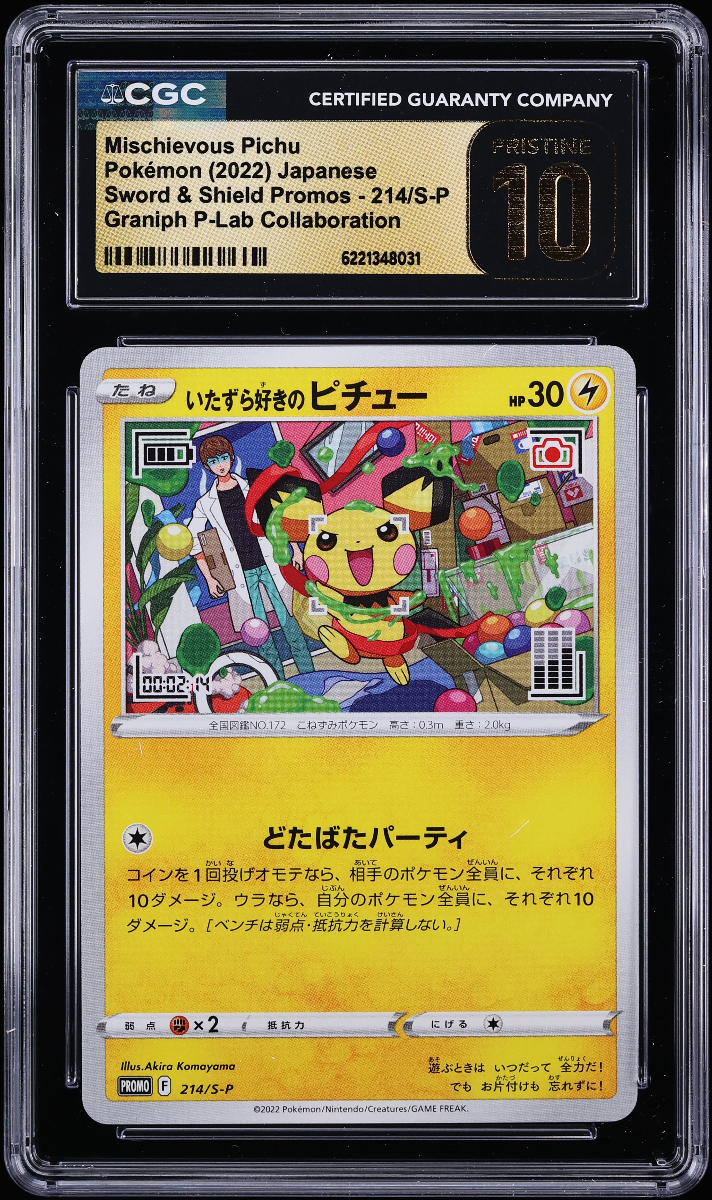 2022 Pokemon Japanese Sword & Shield Promo Graniph Mischievous Pichu #214 CGC 10 PRISTINE