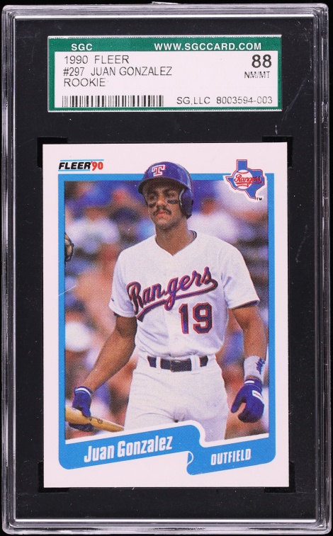 1990 Fleer Juan Gonzalez ROOKIE #297 SGC 8 NM-MT