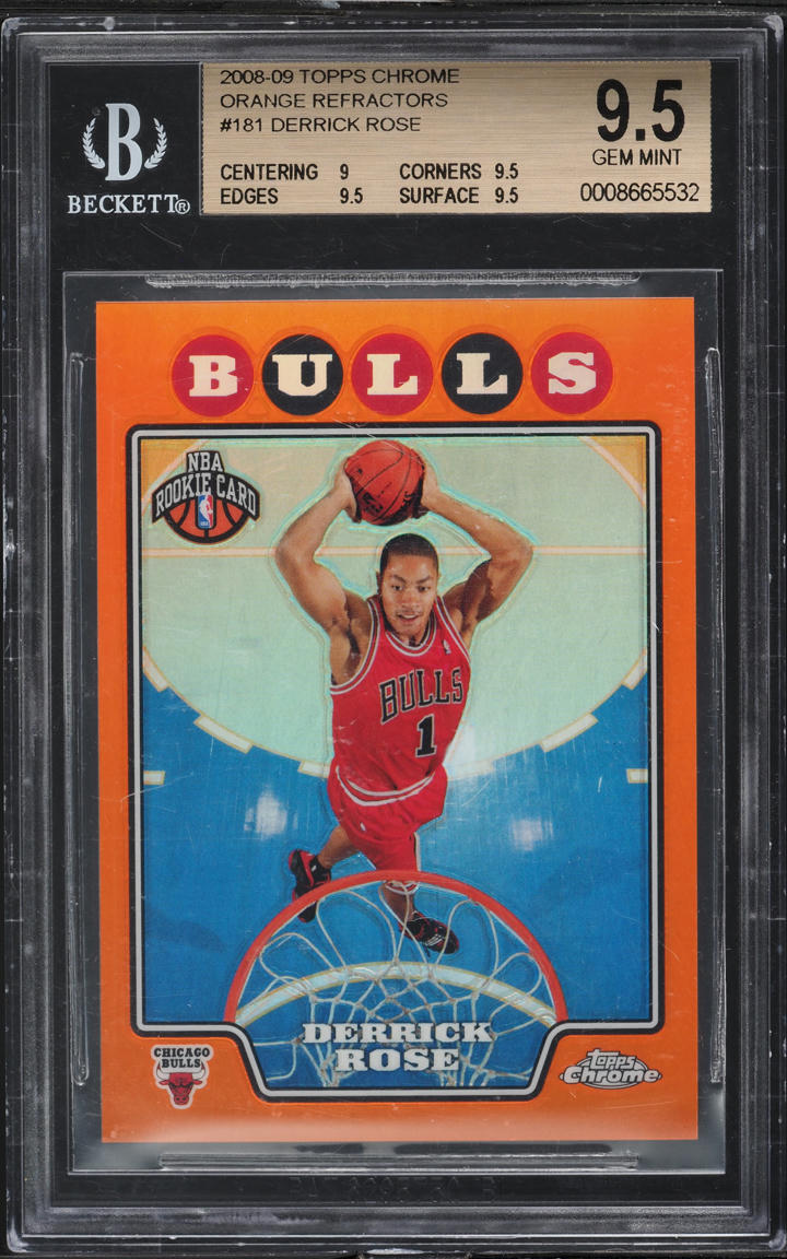 2008 Topps Chrome Orange Refractor Derrick Rose ROOKIE /499 #181