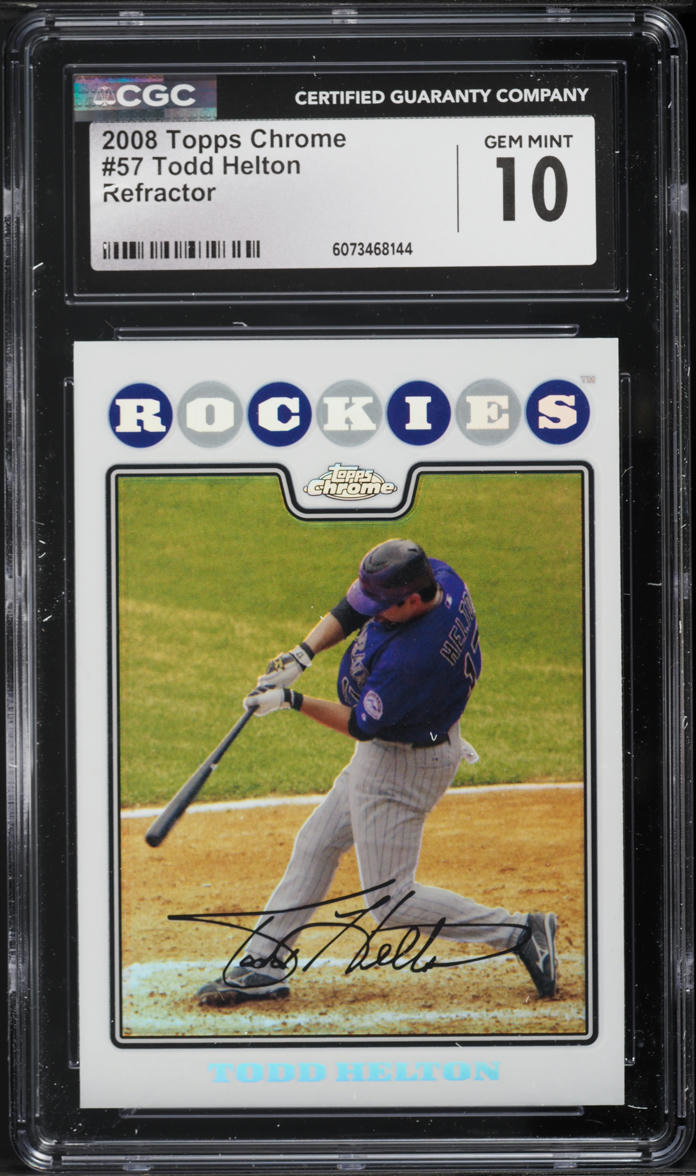2008 Topps Chrome Refractor Todd Helton ROOKIE #57 CGC 10 GEM MINT