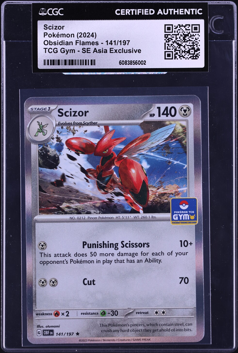 2024 Pokemon Scarlet & Violet Obsidian Flames TCG Gym SE Asia Exclusive Scizor #141 CGC AUTH