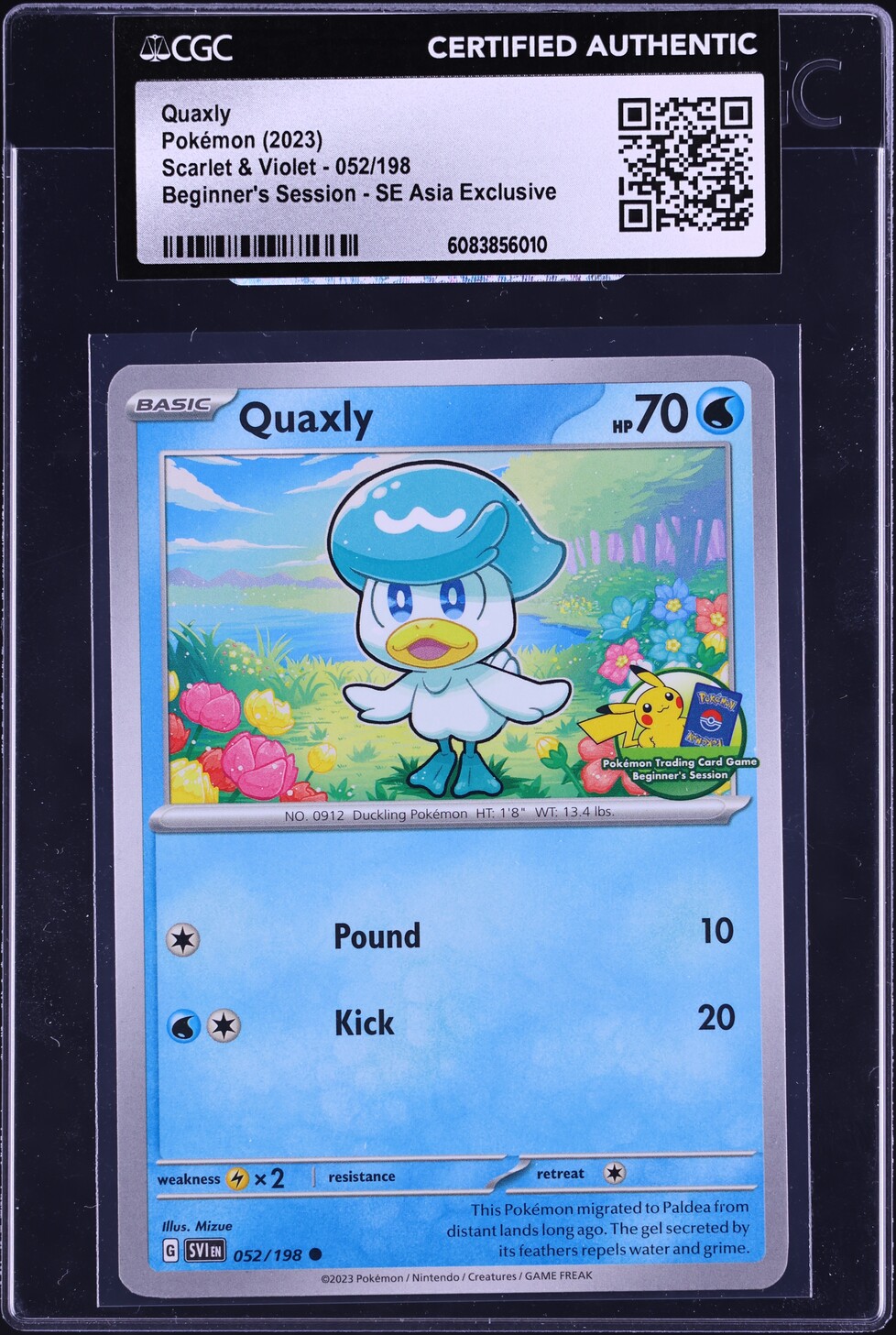 2023 Pokemon SV Beginner's Session SE Asia Exclusive Quaxly #52 CGC AUTH