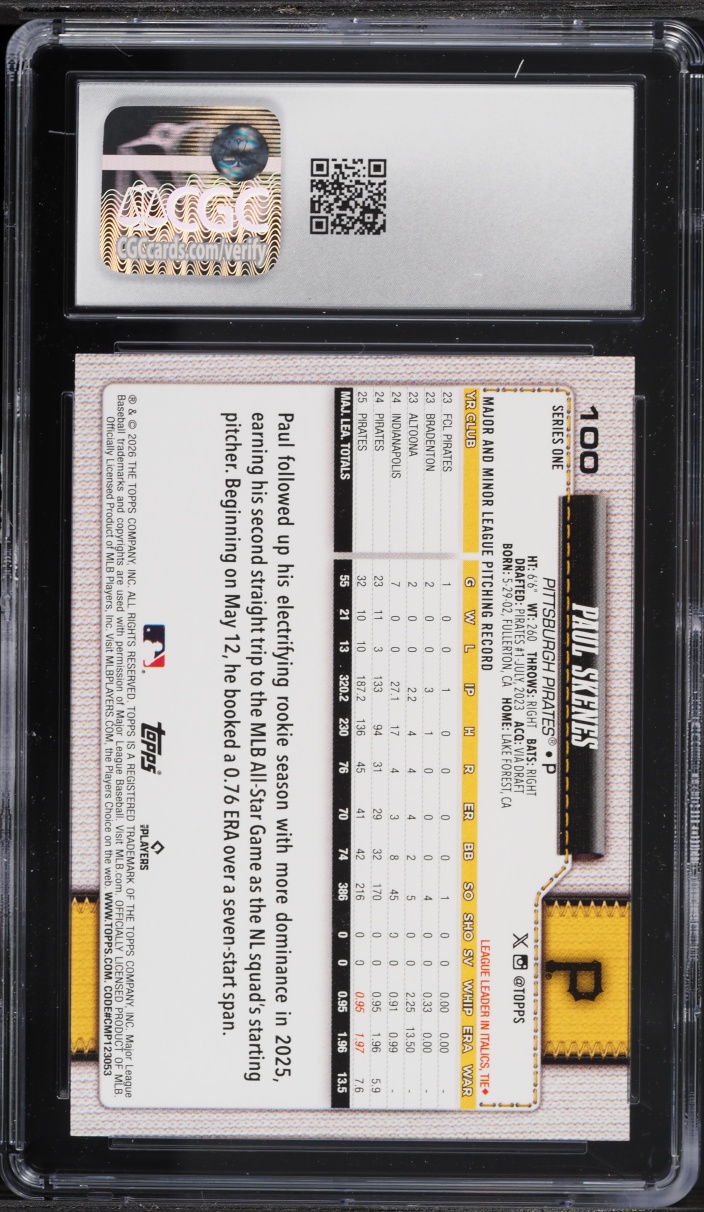 2026 Topps Paul Skenes #100 CGC 10 GEM MINT