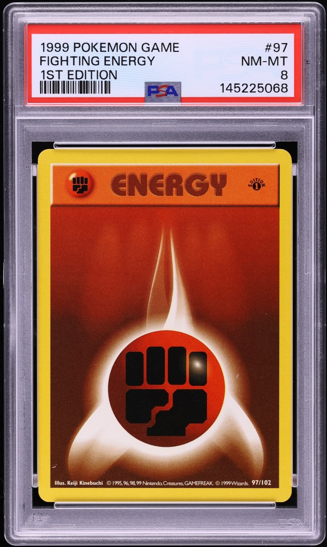 1999 Pokemon Base Set 1st Edition Fighting Energy #97 PSA 8 NM-MT