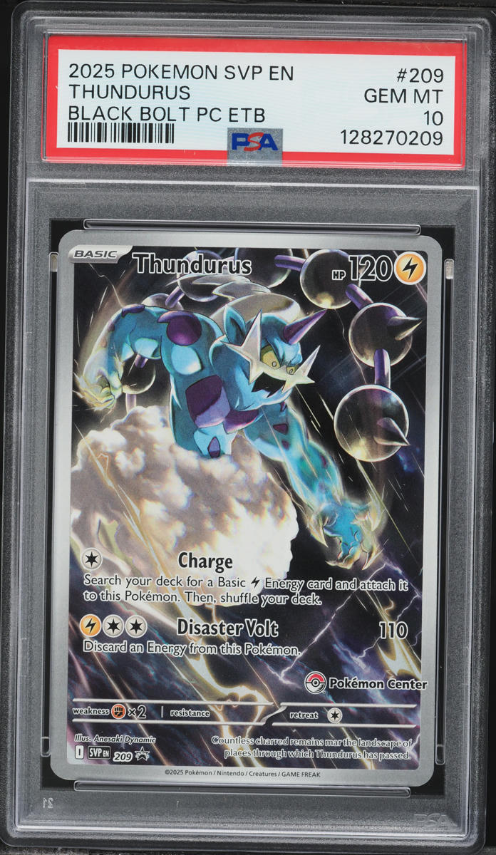 2025 Pokemon Scarlet & Violet Promo Black Bolt Center ETB Thundurus #209 PSA 10 GEM MINT