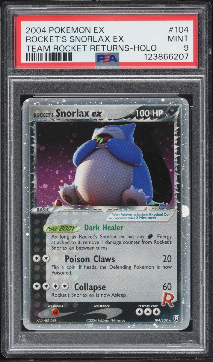2004 Pokemon EX Team Rocket Returns Rocket's Snorlax EX #104 PSA 9 MINT
