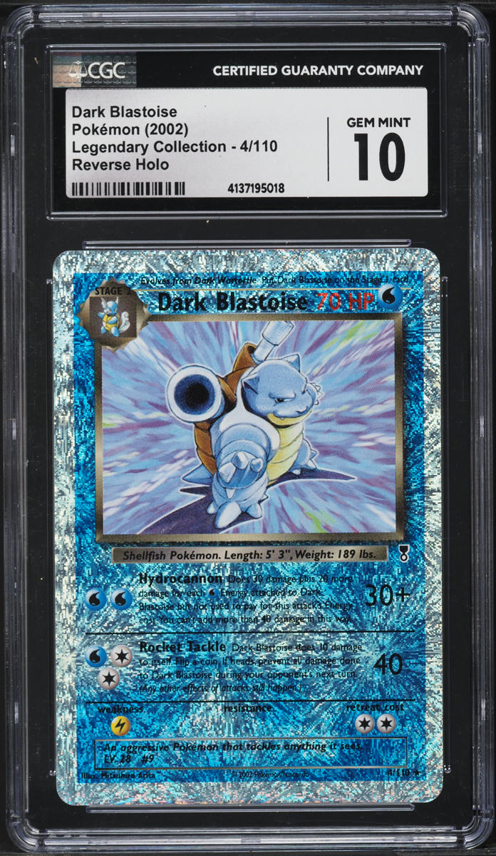 2002 Pokemon Legendary Collection Reverse Holo Dark Blastoise #4 CGC 10 GEM MINT