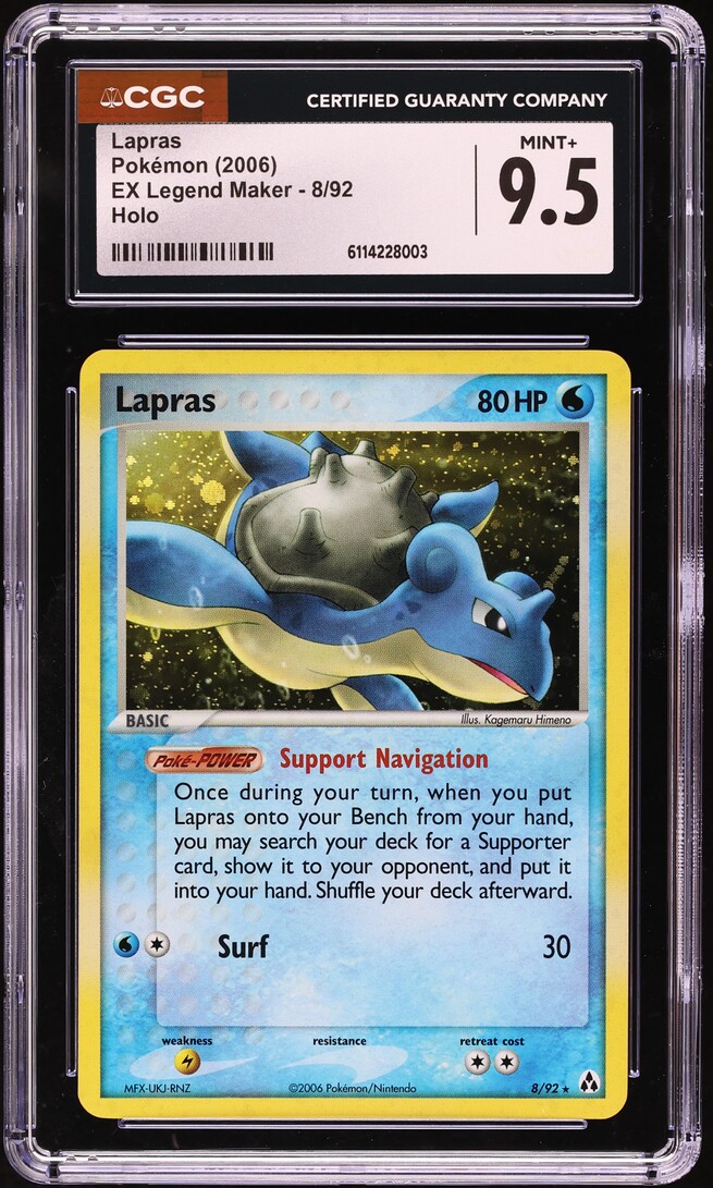 2006 Pokemon EX Legend Maker Holo Lapras #8 CGC 9.5 MINT+