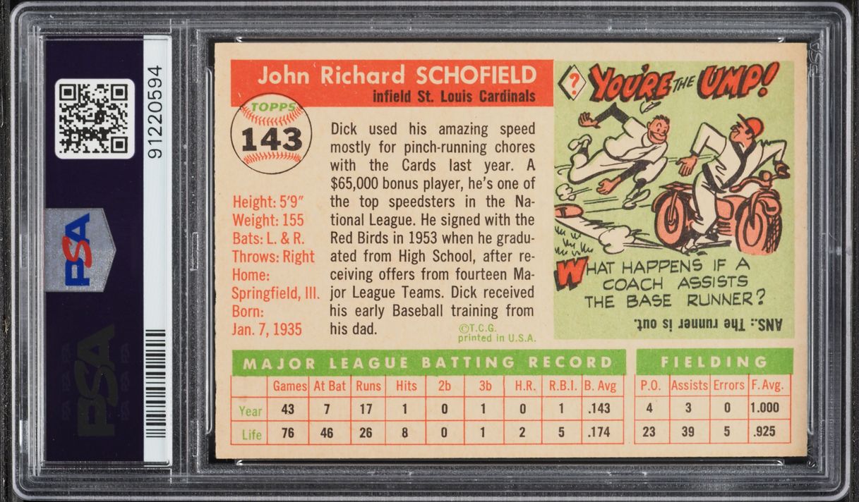 1955 Topps Dick Schofield #143 PSA 8 NM-MT