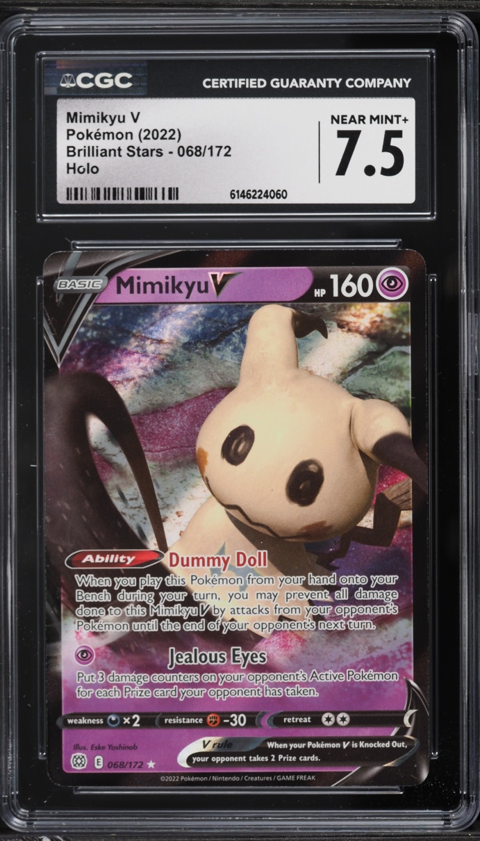 2022 Pokemon Sword & Shield Brilliant Stars Holo Mimikyu V #68 CGC 7.5 NRMT+
