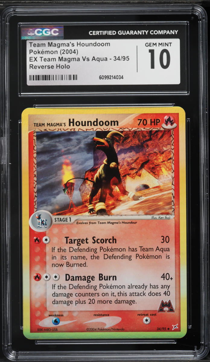 2004 Pokemon EX Team Magma VS Aqua Reverse Holo Team Magma's Houndoom #34 CGC 10 GEM MINT