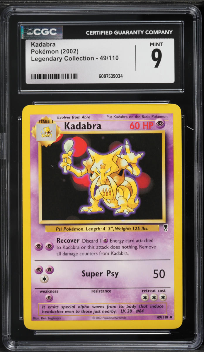 2002 Pokemon Legendary Collection Kadabra #49 CGC 9 MINT