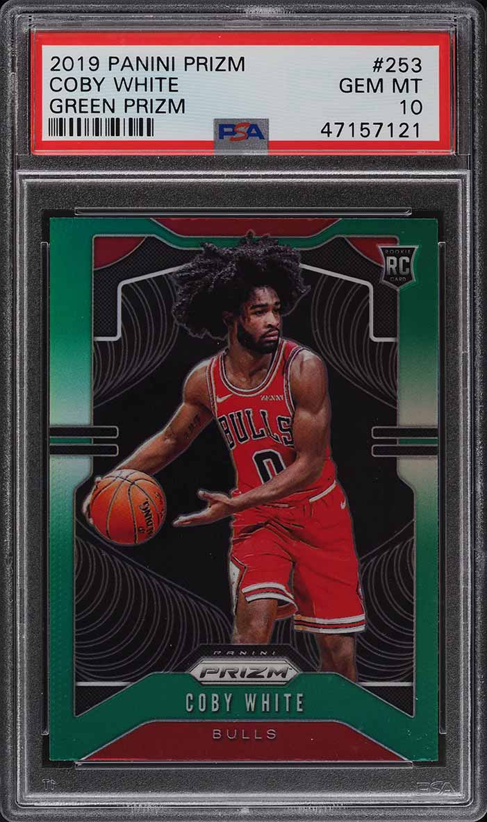2019 Panini Prizm Green Coby White ROOKIE #253 PSA 10 GEM MINT