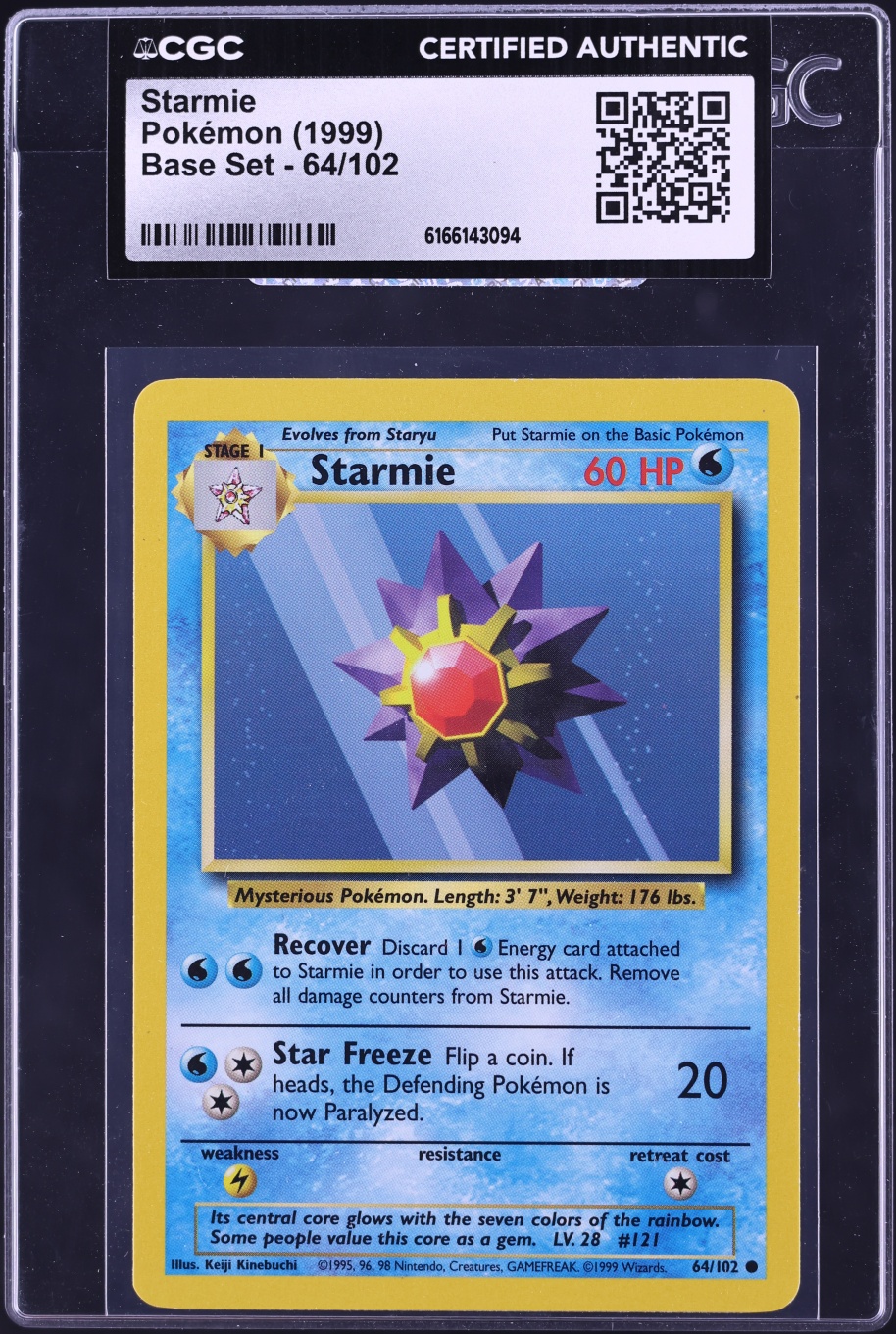 1999 Pokemon Base Set Starmie #64 CGC AUTH