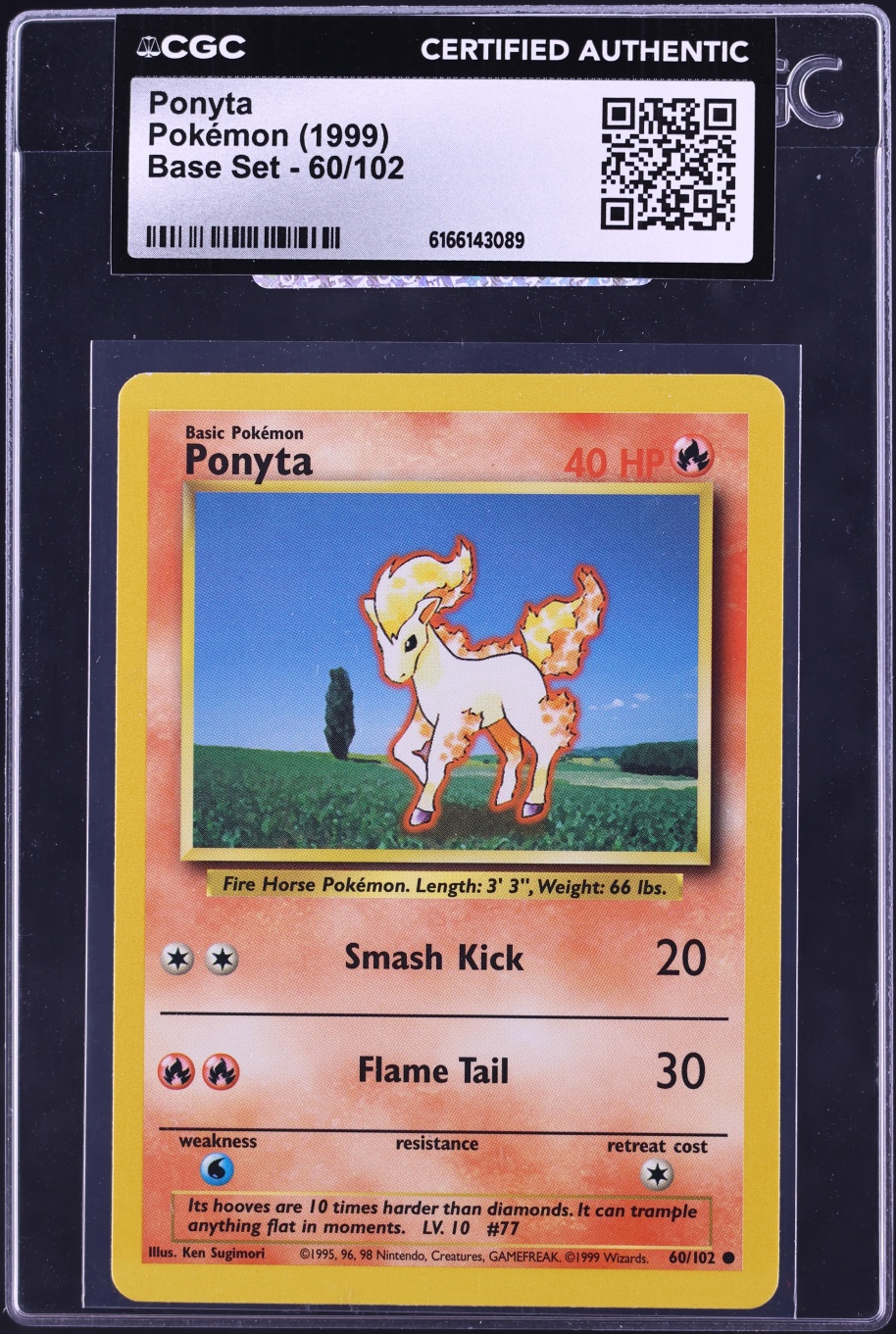 1999 Pokemon Base Set Ponyta #60 CGC AUTH
