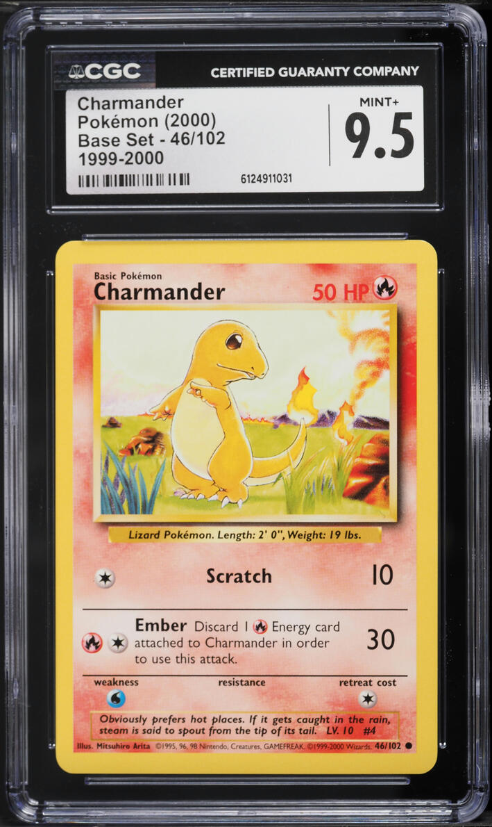 1999-2000 Pokemon Base Set Charmander #46 CGC 9.5 MINT+