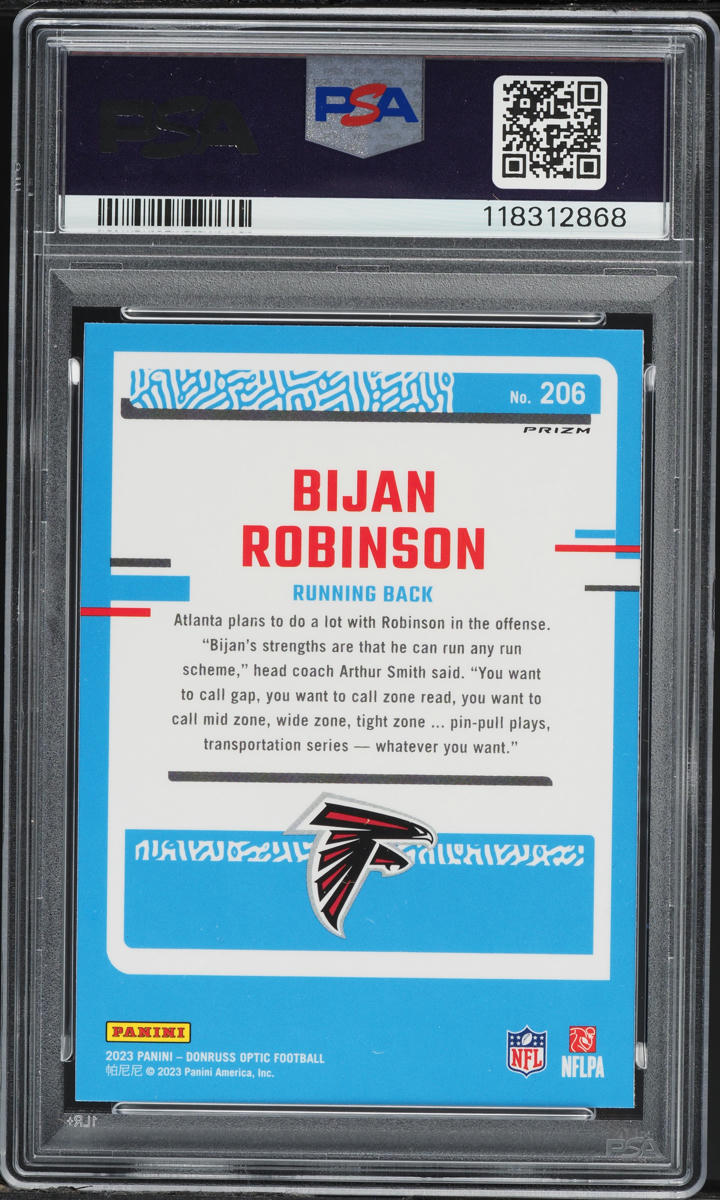 2023 Donruss Optic Holo Bijan Robinson ROOKIE #206 PSA 10 GEM MINT