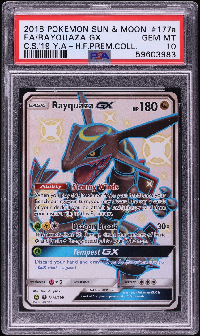 2018 Pokemon Sun & Moon Hidden Fates Premium Collection Shiny Rayquaza GX #117a PSA 10 GEM MINT