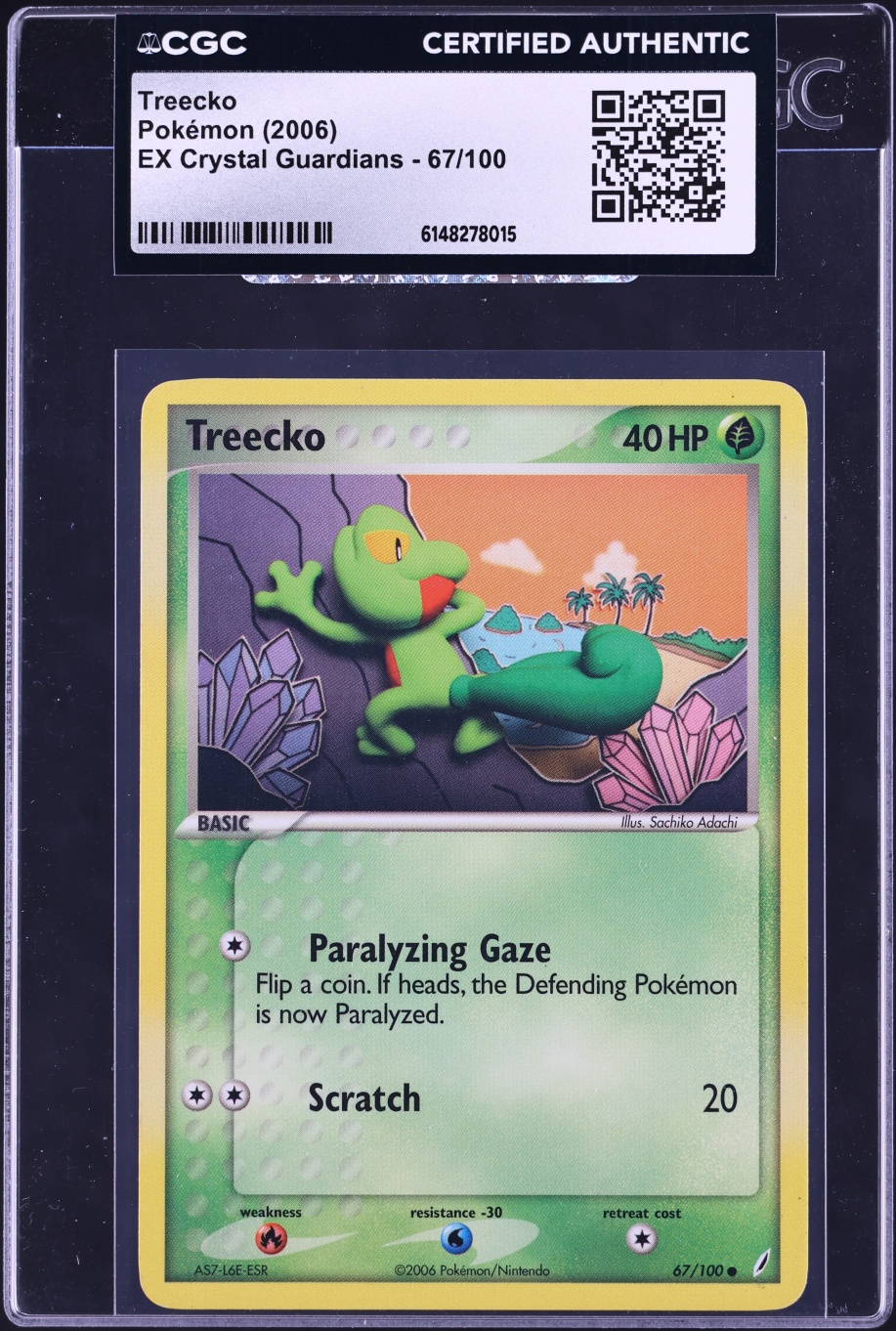 2006 Pokemon EX Crystal Guardians Treecko #67 CGC AUTH