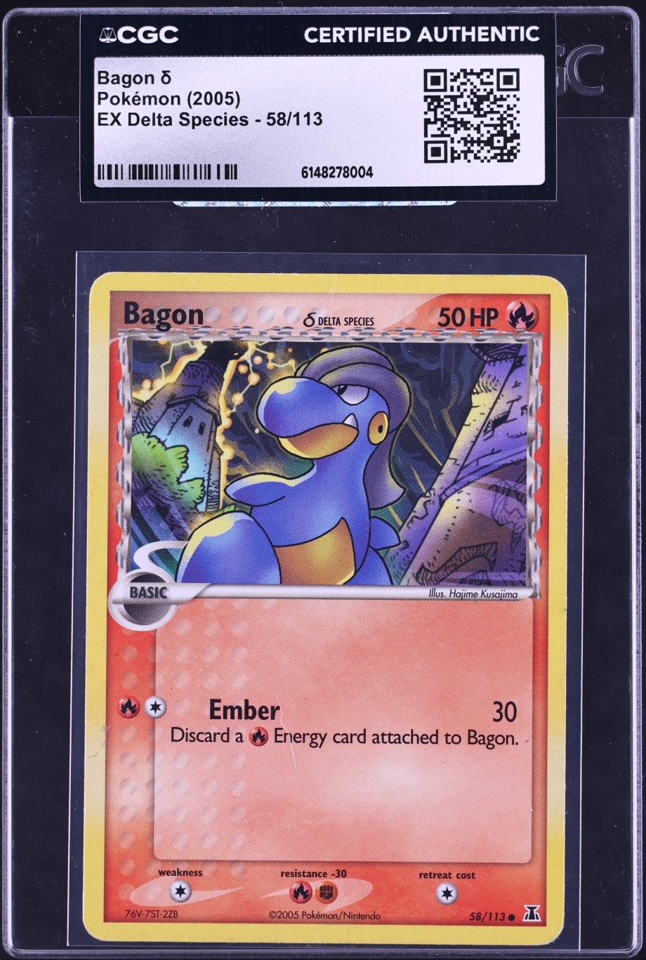2005 Pokemon Ex Delta Species Bagon δ #58 CGC AUTH