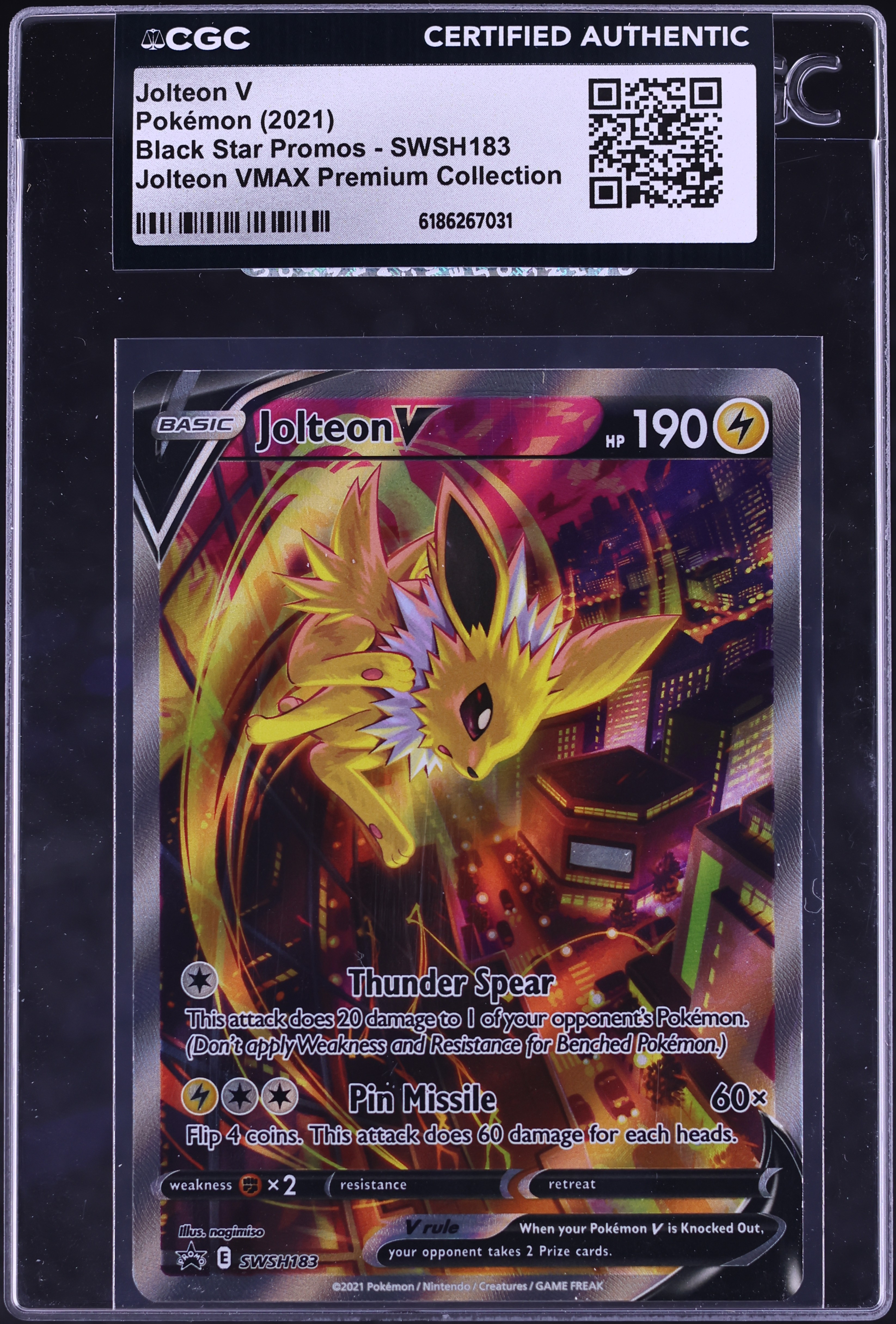 2021 Pokemon Sword & Shield Promo Premium Collection Full Art Jolteon V #SWSH183 CGC AUTH