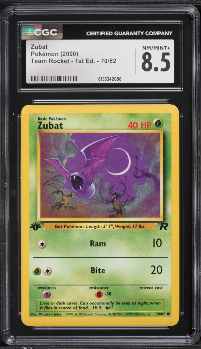 2000 Pokemon Team Rocket 1st Edition Zubat #70 CGC 8.5 NM-MT+