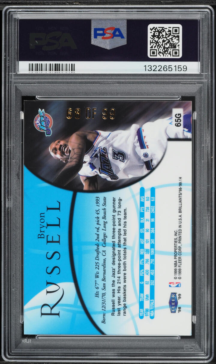 1998 Fleer Brilliants Gold Bryon Russell /99 #65G PSA 5 EX