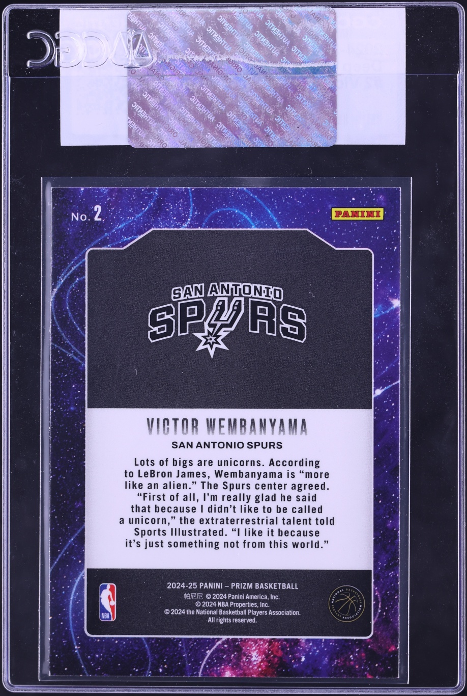 2024 Panini Prizm Deep Space Victor Wembanyama #2 CGC AUTH