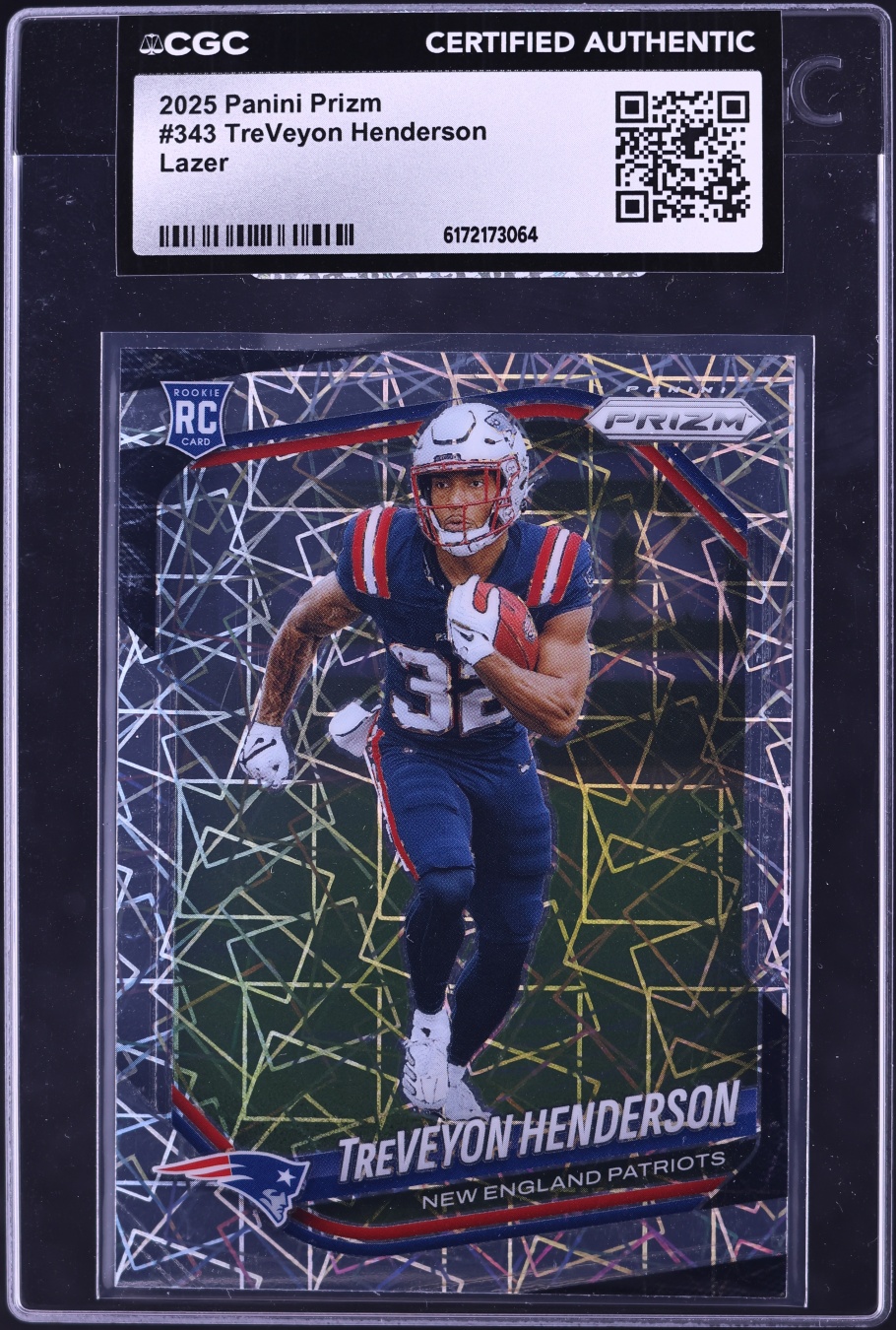 2025 Panini Prizm Lazer TreVeyon Henderson ROOKIE #343 CGC AUTH